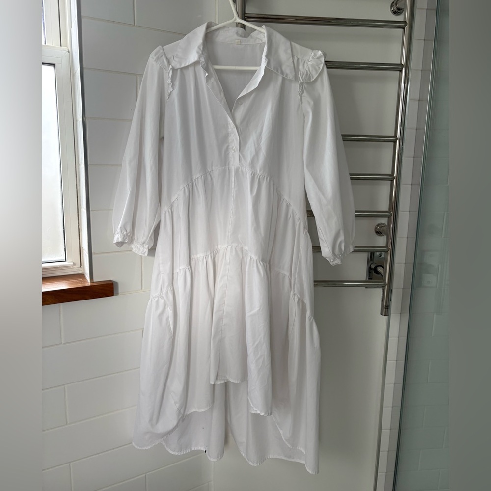 High-Low Flowy White Dress